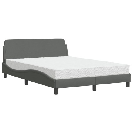 vidaXL Bett mit Matratze Dunkelgrau 140x200 cm Stoff