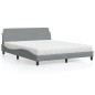 vidaXL Bett mit Matratze Hellgrau 160x200 cm Stoff vidaXL Bett mit Matratze Hellgrau 160x200 cm Stoff