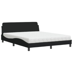 vidaXL Bett mit Matratze Schwarz 160x200 cm Stoff