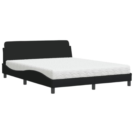 vidaXL Bett mit Matratze Schwarz 160x200 cm Stoff