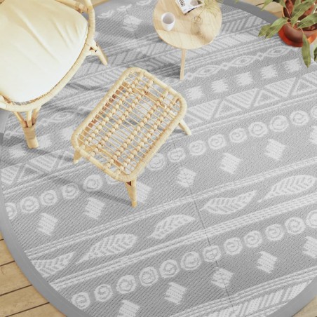 vidaXL Outdoor-Teppich Grau Ø200 cm PP