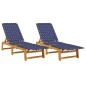 vidaXL Sonnenliegen 2 Stk. Dunkelblau Massivholz Akazie und Stoff vidaXL Sonnenliegen 2 Stk. Dunkelblau Massivholz Akazie und Stoff