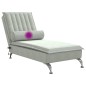 vidaXL Massage-Chaiselongue mit Nackenrolle Hellgrau Samt vidaXL Massage-Chaiselongue mit Nackenrolle Hellgrau Samt
