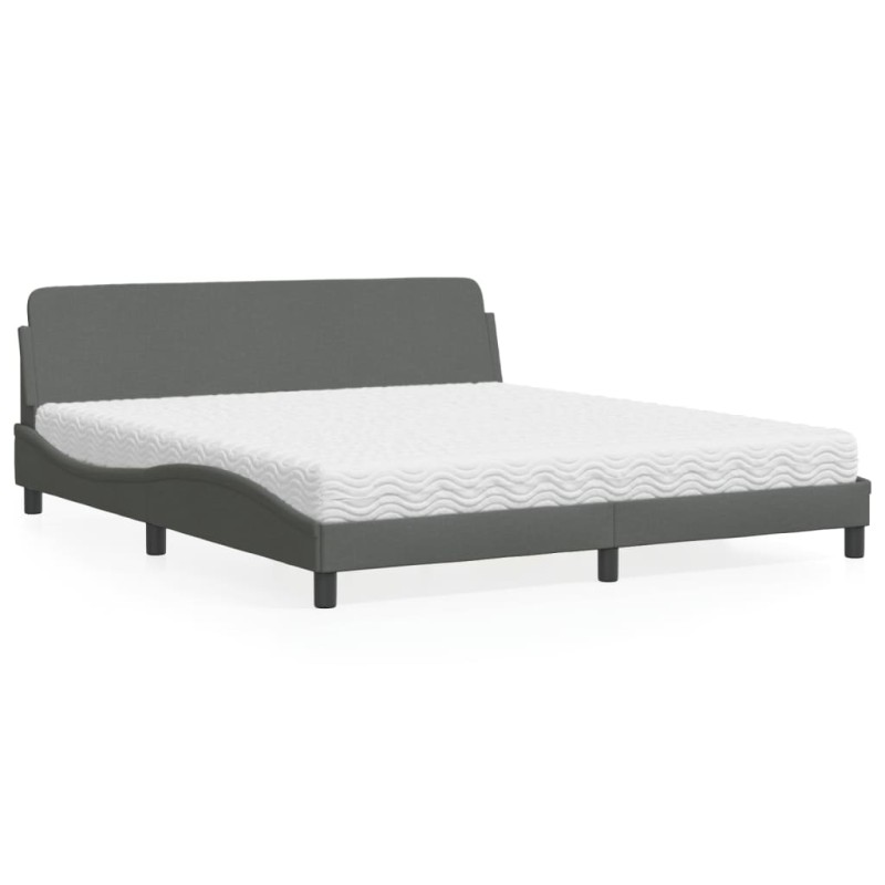 vidaXL Bett mit Matratze Dunkelgrau 180x200 cm Stoff vidaXL Bett mit Matratze Dunkelgrau 180x200 cm Stoff