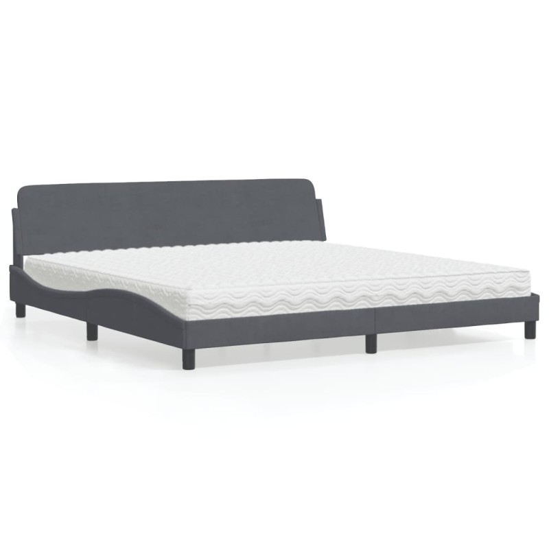 vidaXL Bett mit Matratze Dunkelgrau 200x200 cm Samt vidaXL Bett mit Matratze Dunkelgrau 200x200 cm Samt