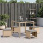 vidaXL Gartenhocker mit Kissen 4 Stk. Beigemischung Poly Rattan vidaXL Gartenhocker mit Kissen 4 Stk. Beigemischung Poly Rattan