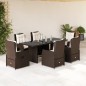 vidaXL 7-tlg. Garten-Essgruppe mit Kissen Braun Poly Rattan vidaXL 7-tlg. Garten-Essgruppe mit Kissen Braun Poly Rattan