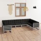 vidaXL 9-tlg. Garten-Lounge-Set mit Kissen Grau Massivholz Kiefer vidaXL 9-tlg. Garten-Lounge-Set mit Kissen Grau Massivholz Kiefer