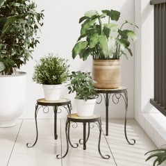 vidaXL Pflanzenständer 3 Stk. Terrakottarot und Weiß Keramik