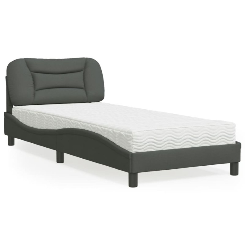 vidaXL Bett mit Matratze Dunkelgrau 80x200 cm Stoff vidaXL Bett mit Matratze Dunkelgrau 80x200 cm Stoff