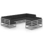 9-tlg. Garten-Lounge-Set mit Kissen Grau Kiefer Massivholz 9-tlg. Garten-Lounge-Set mit Kissen Grau Kiefer Massivholz