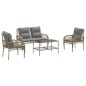vidaXL 4-tlg. Garten-Sofagarnitur mit Kissen Beige Poly Rattan vidaXL 4-tlg. Garten-Sofagarnitur mit Kissen Beige Poly Rattan