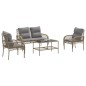vidaXL 4-tlg. Garten-Sofagarnitur mit Kissen Beige Poly Rattan vidaXL 4-tlg. Garten-Sofagarnitur mit Kissen Beige Poly Rattan