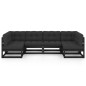 6-tlg. Garten-Lounge-Set mit Kissen Schwarz Massivholz Kiefer 6-tlg. Garten-Lounge-Set mit Kissen Schwarz Massivholz Kiefer