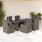 vidaXL 7-tlg. Garten-Essgruppe mit Kissen Grau Poly Rattan vidaXL 7-tlg. Garten-Essgruppe mit Kissen Grau Poly Rattan