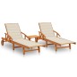 Sonnenliegen 2 Stk. mit Tisch und Auflagen Massivholz Akazie Sonnenliegen 2 Stk. mit Tisch und Auflagen Massivholz Akazie