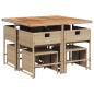 vidaXL 9-tlg. Garten-Essgruppe mit Kissen Beige Poly Rattan