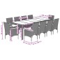 vidaXL 11-tlg. Garten-Essgruppe mit Kissen Schwarz Poly Rattan Glas vidaXL 11-tlg. Garten-Essgruppe mit Kissen Schwarz Poly Rattan Glas