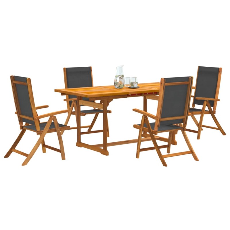 vidaXL 5-tlg. Garten-Essgruppe Massivholz Akazie und Textilene vidaXL 5-tlg. Garten-Essgruppe Massivholz Akazie und Textilene