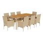 vidaXL 9-tlg. Garten-Essgruppe mit Kissen Beige Poly Rattan Akazie vidaXL 9-tlg. Garten-Essgruppe mit Kissen Beige Poly Rattan Akazie
