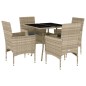 vidaXL 5-tlg. Garten-Essgruppe mit Kissen Hellgrau Poly Rattan Glas vidaXL 5-tlg. Garten-Essgruppe mit Kissen Hellgrau Poly Rattan Glas