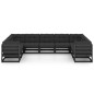 9-tlg. Garten-Lounge-Set mit Kissen Schwarz Massivholz Kiefer 9-tlg. Garten-Lounge-Set mit Kissen Schwarz Massivholz Kiefer