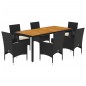 vidaXL 7-tlg. Garten-Essgruppe mit Kissen Schwarz Poly Rattan Akazie vidaXL 7-tlg. Garten-Essgruppe mit Kissen Schwarz Poly Rattan Akazie