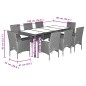 vidaXL 9-tlg. Garten-Essgruppe mit Kissen Beige Poly Rattan Akazie vidaXL 9-tlg. Garten-Essgruppe mit Kissen Beige Poly Rattan Akazie