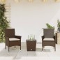 vidaXL 3-tlg. Bistro-Set mit Kissen Braun Poly Rattan und Glas vidaXL 3-tlg. Bistro-Set mit Kissen Braun Poly Rattan und Glas