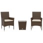 vidaXL 3-tlg. Bistro-Set mit Kissen Braun Poly Rattan und Glas vidaXL 3-tlg. Bistro-Set mit Kissen Braun Poly Rattan und Glas