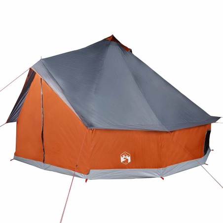 vidaXL Tipi-Familienzelt 12 Personen Grau und Orange Wasserdicht