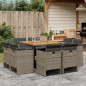 vidaXL 9-tlg. Garten-Essgruppe mit Kissen Grau Poly Rattan vidaXL 9-tlg. Garten-Essgruppe mit Kissen Grau Poly Rattan