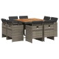 vidaXL 9-tlg. Garten-Essgruppe mit Kissen Grau Poly Rattan vidaXL 9-tlg. Garten-Essgruppe mit Kissen Grau Poly Rattan