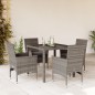 vidaXL 5-tlg. Garten-Essgruppe mit Kissen Grau Poly Rattan und Glas vidaXL 5-tlg. Garten-Essgruppe mit Kissen Grau Poly Rattan und Glas