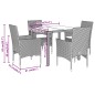 vidaXL 5-tlg. Garten-Essgruppe mit Kissen Grau Poly Rattan und Glas vidaXL 5-tlg. Garten-Essgruppe mit Kissen Grau Poly Rattan und Glas