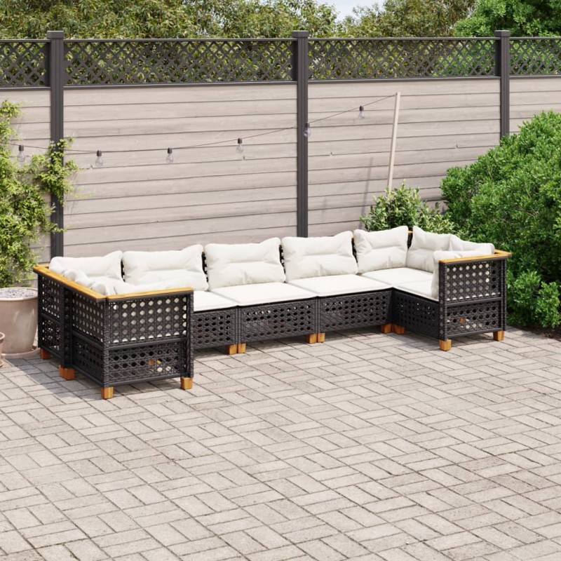 vidaXL 7-tlg. Garten-Sofagarnitur mit Kissen Schwarz Poly Rattan vidaXL 7-tlg. Garten-Sofagarnitur mit Kissen Schwarz Poly Rattan