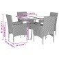 vidaXL 5-tlg. Garten-Essgruppe mit Kissen Braun Poly Rattan Glas vidaXL 5-tlg. Garten-Essgruppe mit Kissen Braun Poly Rattan Glas