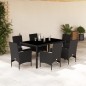 vidaXL 7-tlg. Garten-Essgruppe mit Kissen Schwarz Poly Rattan Glas vidaXL 7-tlg. Garten-Essgruppe mit Kissen Schwarz Poly Rattan Glas