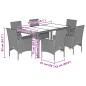 vidaXL 7-tlg. Garten-Essgruppe mit Kissen Schwarz Poly Rattan Glas vidaXL 7-tlg. Garten-Essgruppe mit Kissen Schwarz Poly Rattan Glas