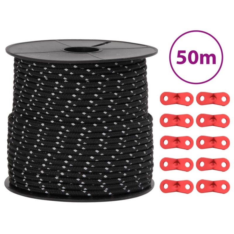 vidaXL Zeltleine Reflektierend mit Seilspannern 50 m 4 mm vidaXL Zeltleine Reflektierend mit Seilspannern 50 m 4 mm
