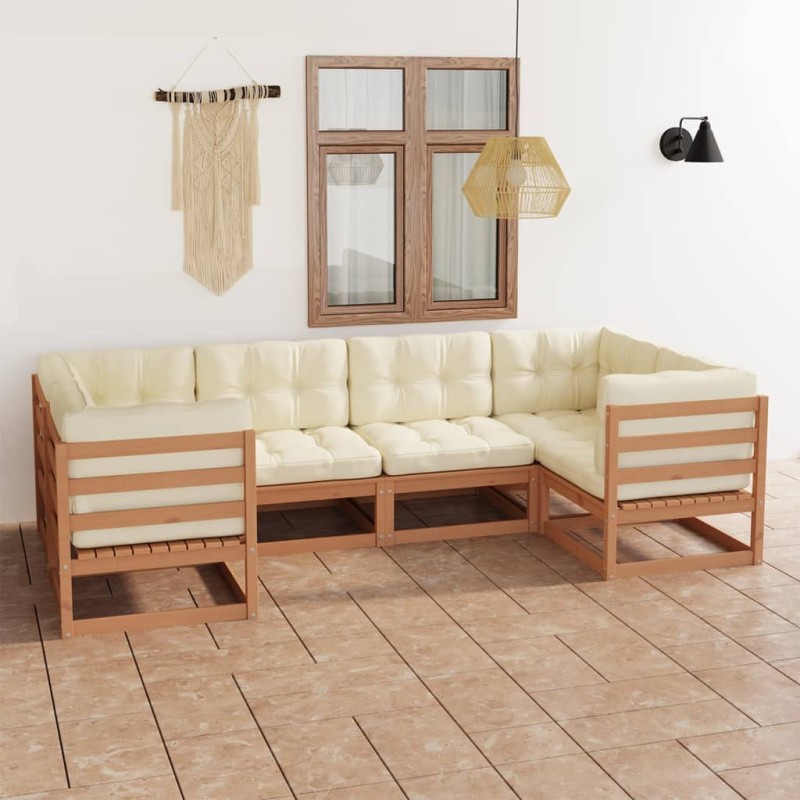 vidaXL 6-tlg Garten-Lounge-Set mit Kissen Honigbraun Massivholz Kiefer vidaXL 6-tlg Garten-Lounge-Set mit Kissen Honigbraun Massivholz Kiefer