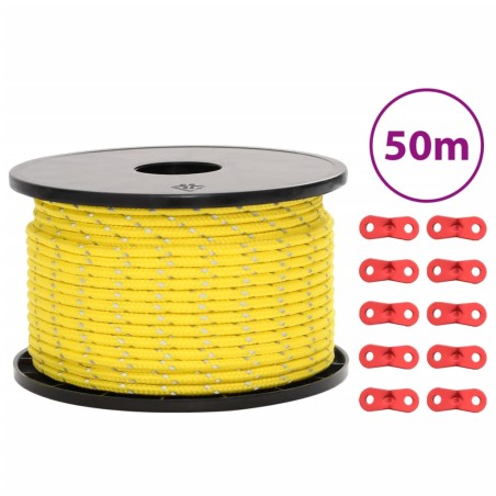 vidaXL Zeltleine Reflektierend mit Seilspannern 50 m 5 mm