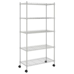 vidaXL Lagerregal mit 5 Böden und Rollen 75x35x155 cm Chrom 250 kg