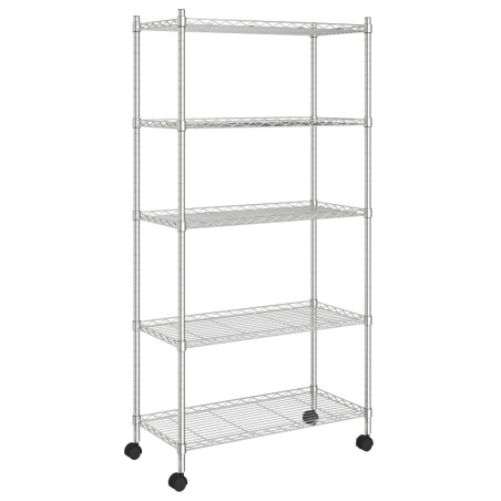 vidaXL Lagerregal mit 5 Böden und Rollen 75x35x155 cm Chrom 250 kg
