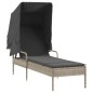 vidaXL Sonnenliege mit Dach Hellgrau Poly Rattan vidaXL Sonnenliege mit Dach Hellgrau Poly Rattan