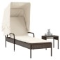 vidaXL Sonnenliege mit Dach und Tisch Braun Poly Rattan vidaXL Sonnenliege mit Dach und Tisch Braun Poly Rattan