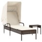 vidaXL Sonnenliege mit Dach und Tisch Braun Poly Rattan vidaXL Sonnenliege mit Dach und Tisch Braun Poly Rattan