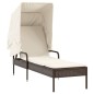 vidaXL Sonnenliege mit Dach und Tisch Braun Poly Rattan vidaXL Sonnenliege mit Dach und Tisch Braun Poly Rattan