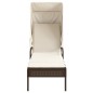 vidaXL Sonnenliege mit Dach und Tisch Braun Poly Rattan vidaXL Sonnenliege mit Dach und Tisch Braun Poly Rattan