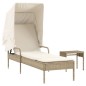 vidaXL Sonnenliege mit Dach und Tisch Beige Poly Rattan vidaXL Sonnenliege mit Dach und Tisch Beige Poly Rattan